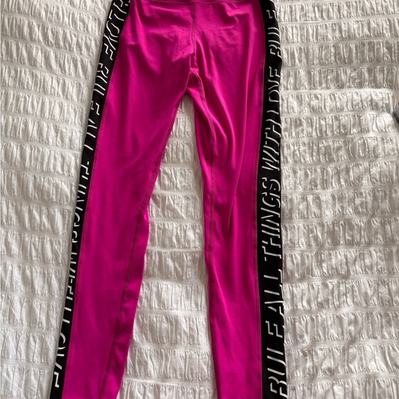 Pam & Gela Pink Leggings with Striped Side Panel - Picture 2 of 6